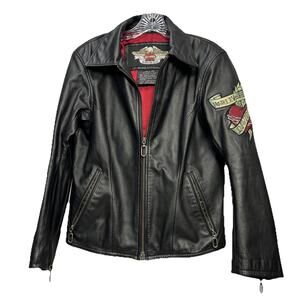 Leather Harley Davidson-Tattoo-Ladies Soft Leather Jacket Medium